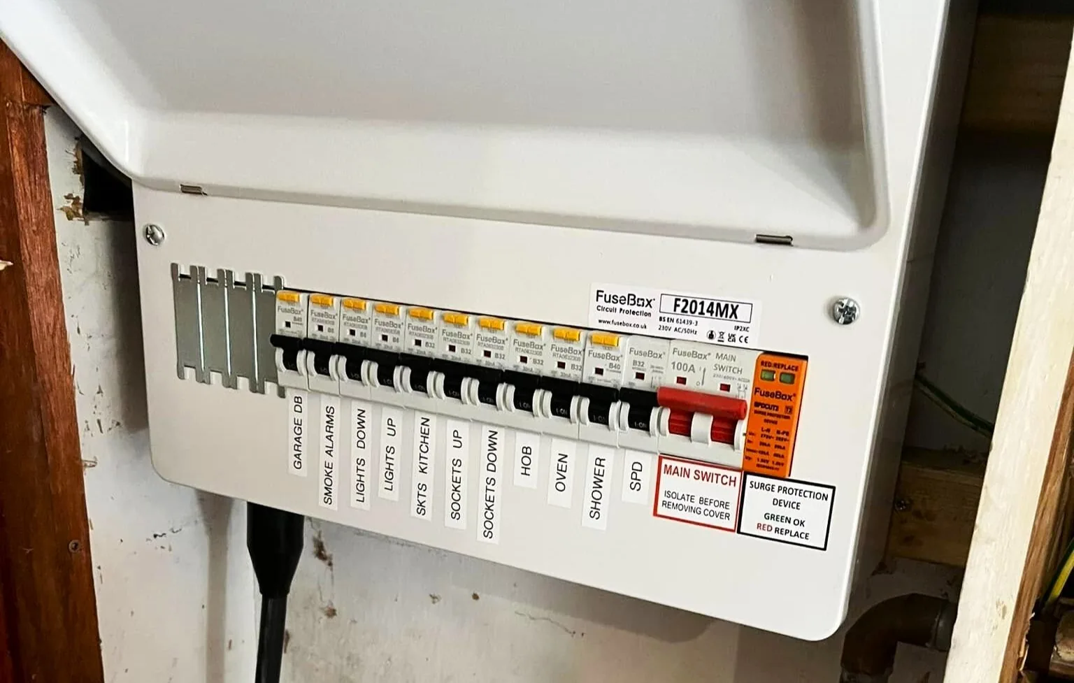 New consumer unit with surge protection, fitted when it was time to replace a consumer unit