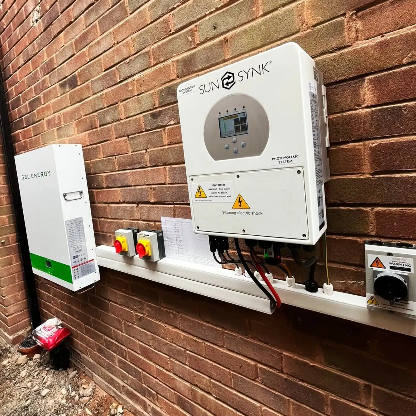 Sunsynk hybrid inverter and GSL battery installed as part of our electrical services in Sutton Coldfield